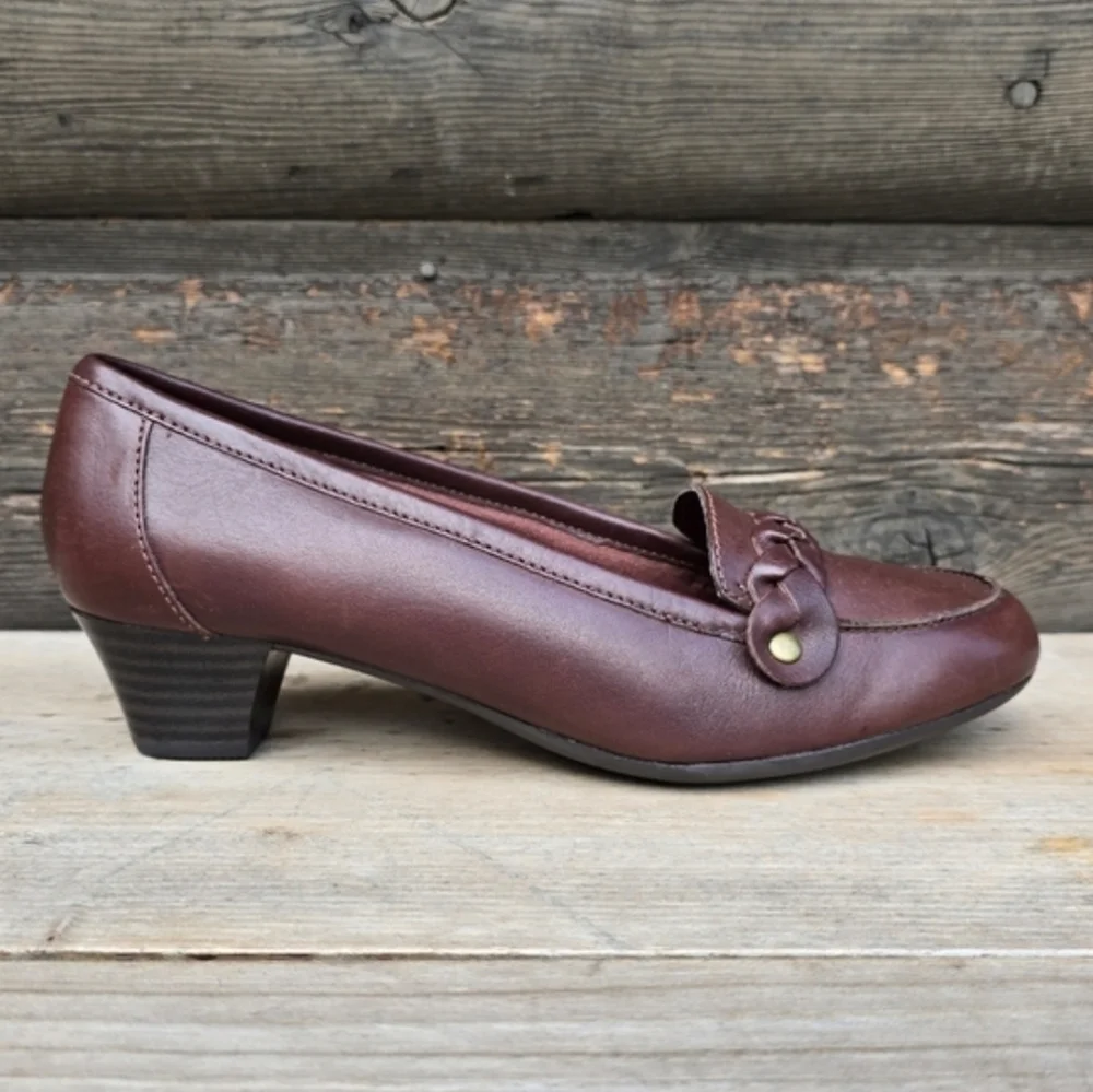 Clarks NEW Y2K Dark Academia Leather Comfort Loafer Pumps 7.5M